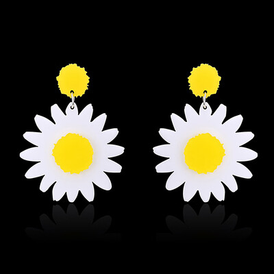 

Large Daisy Flower Stud Dangle Earrings Women Club Party Statement Jewelry Gift