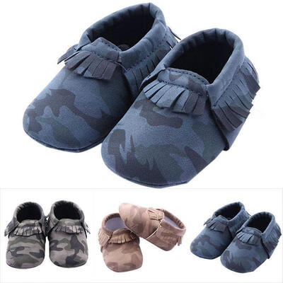 

Cute Infant Toddler Baby Fringe Camouflage Tassel Soft Soled Moccasin Crib Shoes