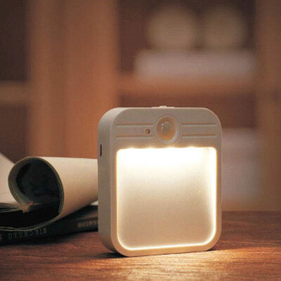 

Rechargeable 4LED infrared human body sensor square night light with built-in magnets&fixed iron plates can be installed anywh