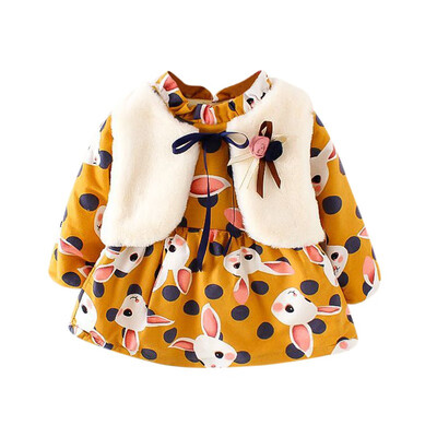 

Autumn Winter Baby Girls Dress Long-Sleeve Princess Dress Kids Clothes Children Bow Dresses Set