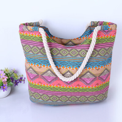 

Tailored Womens Bohemian Style Striped Shoulder Bags Capacity Women Canvas Bags