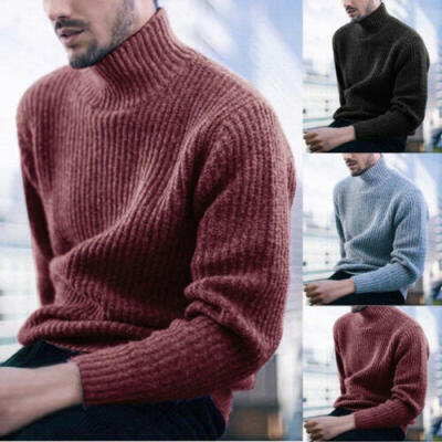 

Men Casual Turtleneck Knitted Sweater Pullover Warm Winter Slim Fit Jumper Tops