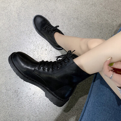 

Round-round tie-on casual shoes Martin boots short-barrel boots boots good-looking womens shoes autumn&winter shoes