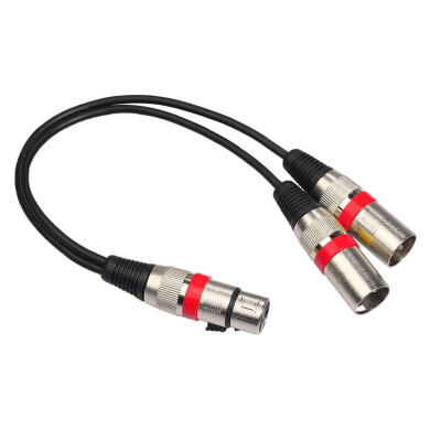 

3Pin XLR Female Jack to Dual 2 Male Plug Y Splitter 30cm Adapter Cable Wire