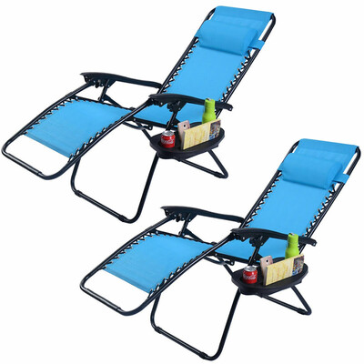 

2 pcs Folding Lounge Chair with Zero Gravity