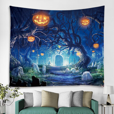 

Toponeto Halloween Tapestry Pumpkins Tree Print Wall Hanging Tapestry Art Home Decoration
