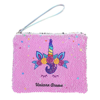 

Sequin Pencil Case Kids Girls Cartoon Clutch Coin Purse Zipper Cosmetic Bag