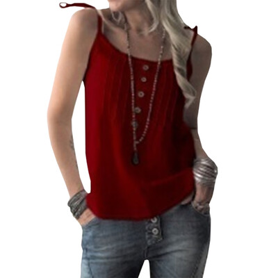 

Women Summer Sexy Lace Chiffon Sling Tank Top Casual Sleeveless Tops Solid Color Loose Tops
