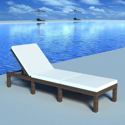 

Sun Lounger with Cushion Poly Rattan Brown