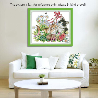 

DIY Handmade Needlework Cross Stitch Set Embroidery Kit Precise Printed Lovely Cats Pattern Cross-Stitching 38 34cm Home Decorat