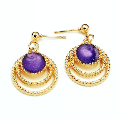 

EK2094 European Sweet Multicolor Round Circles Heart Drip Drop Earring for Women Brinco Trendy Pink Blue Black Jewelry Cute Gift