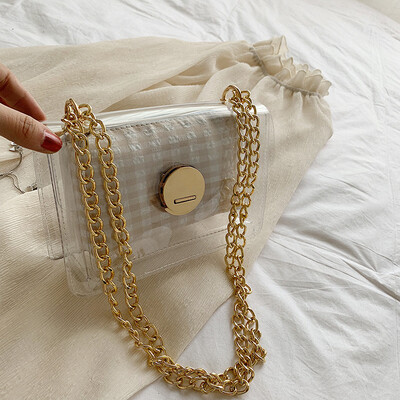 

Qiao Bani 2019 new Korean version of the fashion Dongdaemun lattice hit color small square bag shoulder diagonal trend handbags