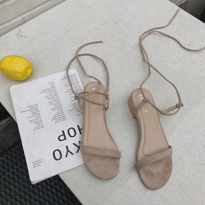 

High-heeled sandals female fairy wind students 2019 summer matching skirt shoes Joker night breeze gentle shoes heel