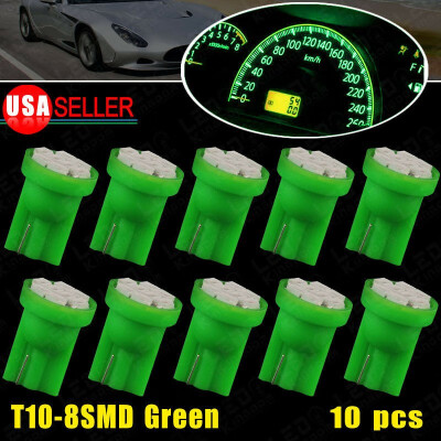 

10X Vivid Green Wedge T10 8-SMD LED Car Instrument Panel Dash Cluster Light Bulb