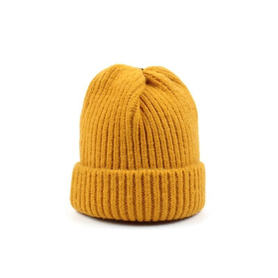 

Fashion Women Ribbed Knitted Beanies Solid Color Dome Cute Sweet Winter Warm Skullies Headwear
