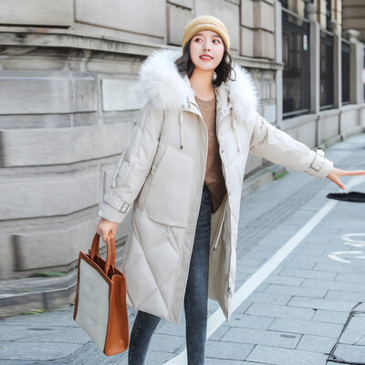 

Toponeto Women Fashion Outerwear Long Cotton-padded Jacket Pocket Hooded Coats