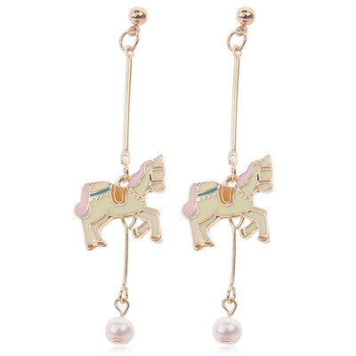 

1 pair Korean Charming Cartoon Style Deer Asymmetric Pendant Earrings