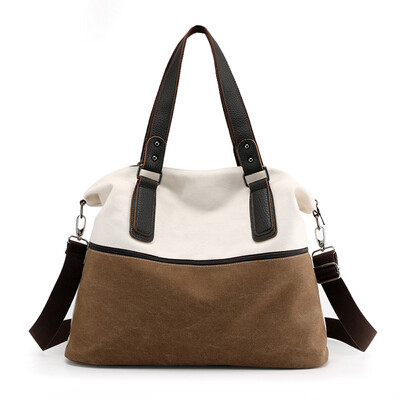 

Korean version of large canvas shoulder bag womens bags retro color large capacity Joker portable slung womens bags