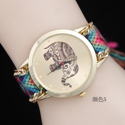 

New trend fashion ladies elephant watch woven ribbon quartz watch female models hot sale