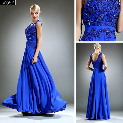 

Self-cultivation Sexy Cut-out Sleeveless solid long lace lady evening dress