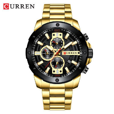 

CURREN 8336 Men Quartz Watch Stainless Steel Band Fashion Multifunction Wristwatch 3ATM Chronograph Calendar Date Watches