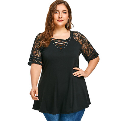 

Lace Panel Plus Size T-shirt