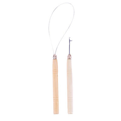 

2pcsSet Wooden Handle Pulling Crochet Needle Wig Hair Extension Tools