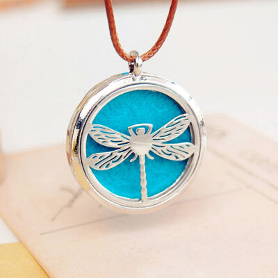 

Fashion dragonfly Hollow out Magnetic Aromatherapy Perfumes Locket Pendant Essential Oil Locket Necklace