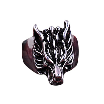 

New Gothic Exaggerated Jewelry Zinc Alloy Animal Wolf Ring Vintage Punk