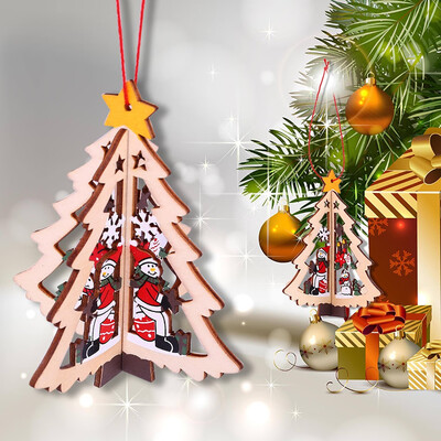 

Siaonvr 1Pcs Christmas Wood Chip Tree Ornaments Xmas Hanging Pendant Home Decor Gift