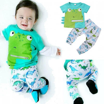 

Lovely Toddler Kids Baby Boys Tops T-shirt Dinosaur Pants 2Pcs Outfits Set Clothes