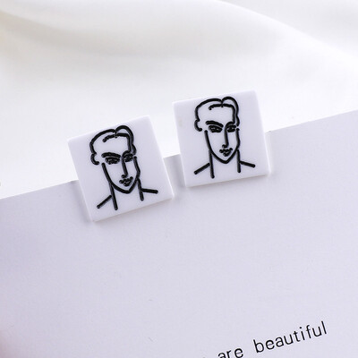 

Flashbuy Acrylic Boy Girls Pattern Stud Earrings For Women Vintage Geometry Exaggeration Earring Wholesale Earrings Jewelry