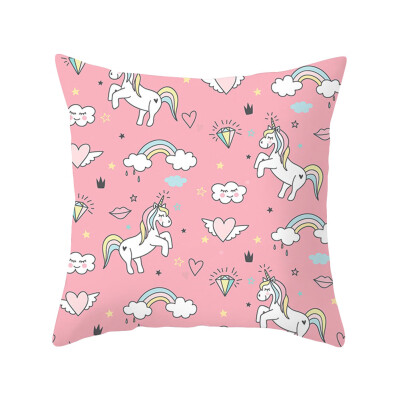 

Unicorn Pillow Case Mermaid Flamingo Sika Deer Penguin Elephant Cartoon Printed Pillow Cover