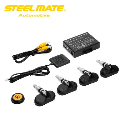 

Steelmate TP-05 Tire Pressure Monitoring System TPMS for in-dash AV Monitor with Remote Button 4 Professional Internal Sensors