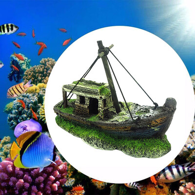 

Siaonvr Aquarium Fish Tank Landscape Pirate Ship Wreck Ship Decor Resin Boat Ornament