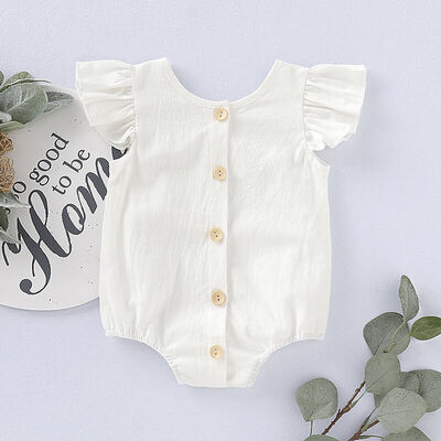 

Newborn Baby Girl Solid Color Short Sleeve Romper Bodysuit Jumpsuit Outfits Clothes
