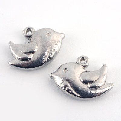 

304 Stainless Steel Pigeon Charms Stainless Steel Color 12x17x4mm Hole 15mm