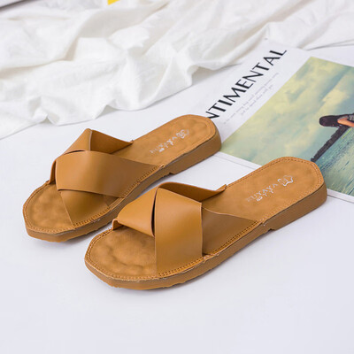

Wearing slippers womens net red fashion Joker flat-bottomed pregnant women soft bottom drag 2019 summer new wet water sandals