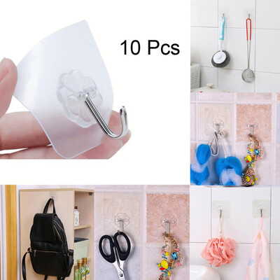 

Siaonvr 10x Strong Transparent Suction Cup Sucker Wall Hooks Hanger For Kitchen Bathroom