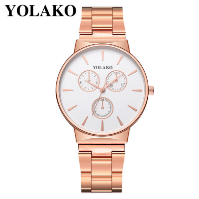 

Gobestart YOLAKO Mens Quartz Stainless Steel Band Newv Strap Watch Analog Wrist Watch