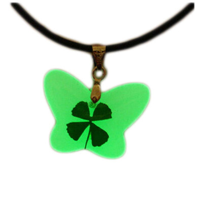 

Glow in The Dark Luminous Clover Pendant Necklace Charms for Women Men Kids