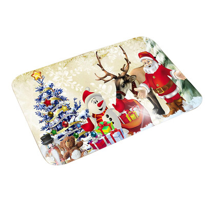 

New Fashion 10 Styles Santa Claus Christmas Flannel Door Mat Floor Mat Bathroom Home Absorbent Non-Slip