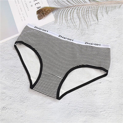 

Womens Breathable Underwear Cute Girls Striped Print Panties Women Cotton Brief