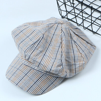 

Hat female spring&summer cotton striped octagonal hat net red casual Joker rib hat solid color artist Hat Chao