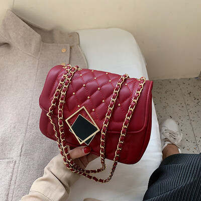

Womens bag new wave rhombic chain small square bag Korean version of the wild lock small bag shoulder Messenger bag