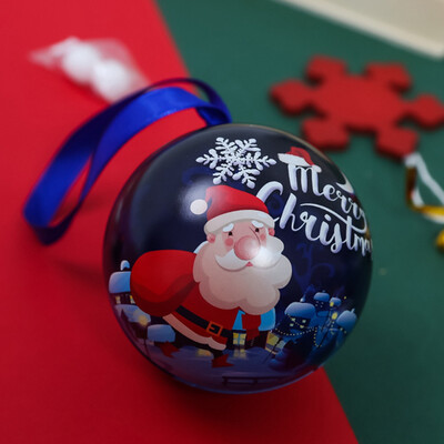 

Small Tinplate Round Ball Candy Box Kids Xmas Gift Box Christmas Tree Decor NEW