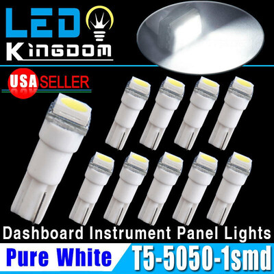 

10PCS WHITE T5 74 73 2721 5050 1SMD Interior LED Instrument Panel Light Bulbs