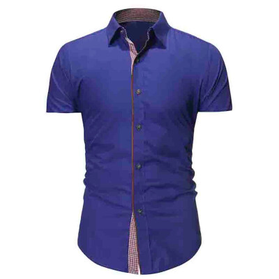 

Tailored Mens Plaid Casual Button Down Short Sleeve Shirt Top Blouse