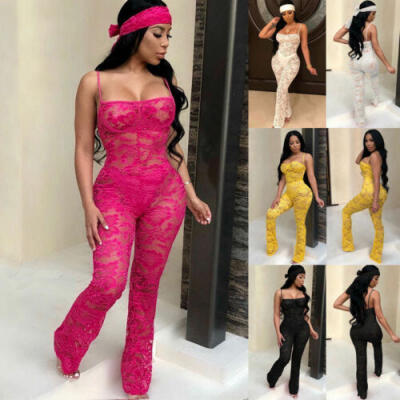 

Women Lace Jumpsuit Romper Sleeveless Playsuit Party Clubwear Pants Outfit Hot