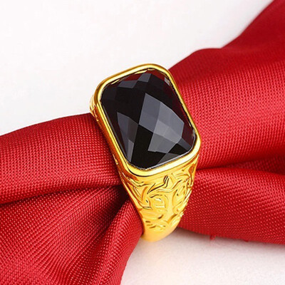 

Vintage Mens Gemstone Rings Gold Plated Ornaments Vietnam Sand Gold Rings
